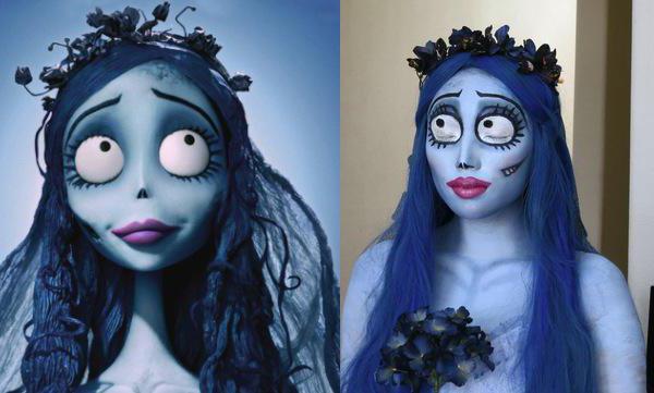 ภาพสำหรับวันฮาโลวีน การ์ตูน "Corpse Bride" การแต่งหน้าของตัวละครหลัก