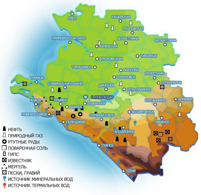 แผนที่แร่ธาตุของดินแดนครัสโนดาร์