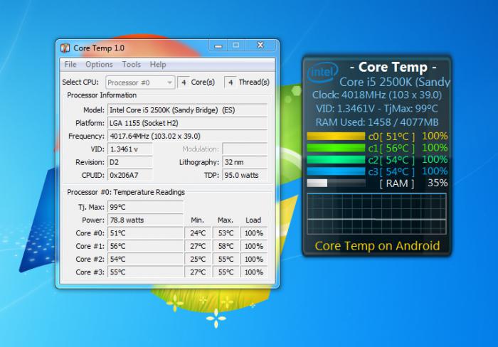 แกดเจ็ตอุณหภูมิของ CPU ที่เหมาะสำหรับ Windows 7?